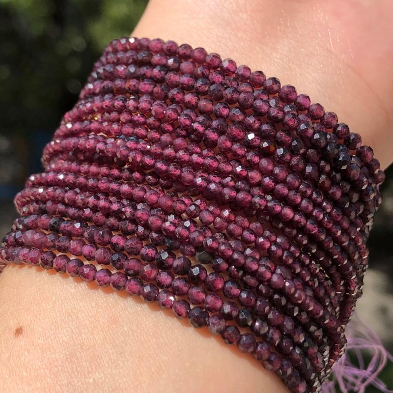 Red Garnet Beads Faceted Round 2-3mm DIY Bracelet Necklace Jewelry Making Gift