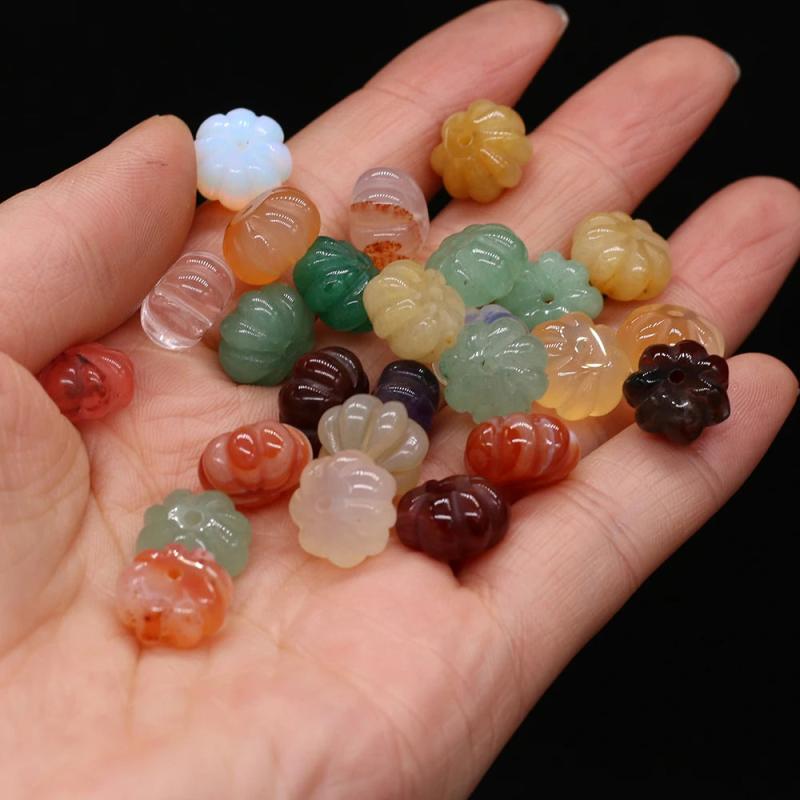7Pcs Natural Stone Flat Flower Pendant Beads DIY Jewelry Making