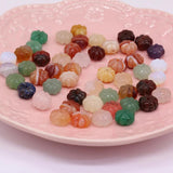 7Pcs Natural Stone Flat Flower Pendant Beads DIY Jewelry Making