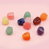 7Pcs Natural Stone Flat Flower Pendant Beads DIY Jewelry Making