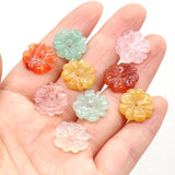 7Pcs Natural Stone Flat Flower Pendant Beads DIY Jewelry Making