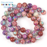 4/6/8mm Purple Flower Sea Sediment Jaspers Beads