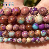 4/6/8mm Purple Flower Sea Sediment Jaspers Beads