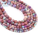 4/6/8mm Purple Flower Sea Sediment Jaspers Beads