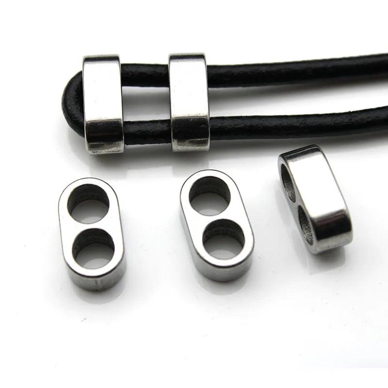 4pcs Stainless Steel Double Hole Spacer Beads for 5mm Leather Bracelet