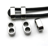 4pcs Stainless Steel Double Hole Spacer Beads for 5mm Leather Bracelet