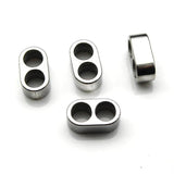 4pcs Stainless Steel Double Hole Spacer Beads for 5mm Leather Bracelet