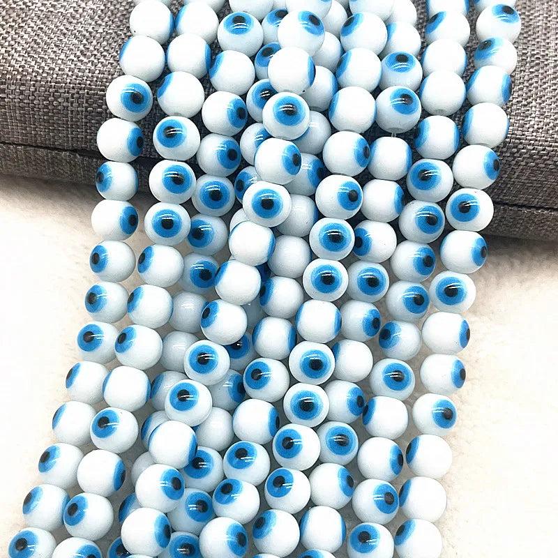 50pcs 8mm Round Glass Beads Angel Eye Beads for Jewelry Making DIY