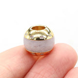 2pcs Natural Stone Big Hole Bead Abacus Shape Plating Golded Agates Loose Beaded