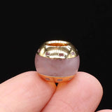 2pcs Natural Stone Big Hole Bead Abacus Shape Plating Golded Agates Loose Beaded