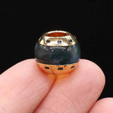 2pcs Natural Stone Big Hole Bead Abacus Shape Plating Golded Agates Loose Beaded