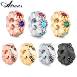 Zircon Spacer Copper Coin Round Beads for Jewelry Making DIY 5pcs/lot