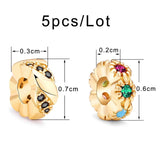 Zircon Spacer Copper Coin Round Beads for Jewelry Making DIY 5pcs/lot