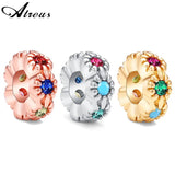 Zircon Spacer Copper Coin Round Beads for Jewelry Making DIY 5pcs/lot