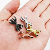 WLYeeS 2pcs Zircon Double Claws Copper Bead Pave CZ Spacer Loose Bead