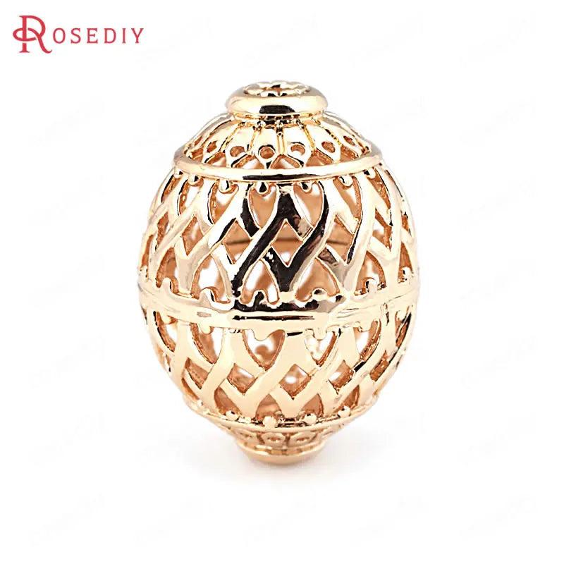 2PCS 19x28MM High Champagne Plated Oval Spacer Beads Jewelry Accessory