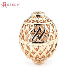 2PCS 19x28MM High Champagne Plated Oval Spacer Beads Jewelry Accessory