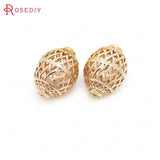 2PCS 19x28MM High Champagne Plated Oval Spacer Beads Jewelry Accessory