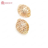 2PCS 19x28MM High Champagne Plated Oval Spacer Beads Jewelry Accessory