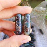 Vintage Grey Green Stone Ruyi Natural Tibetan Dzi Agates Beads