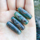 Vintage Grey Green Stone Ruyi Natural Tibetan Dzi Agates Beads