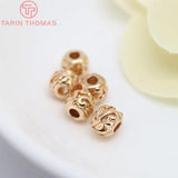 6PCS 6.6MM 8MM 24K Plated Brass Spacer Beads for DIY Jewelry