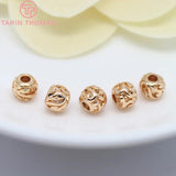 6PCS 6.6MM 8MM 24K Plated Brass Spacer Beads for DIY Jewelry