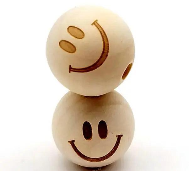 20mm Natural Wood Beads Smiling Face Heart Star Baby Teether