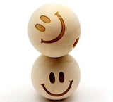 20mm Natural Wood Beads Smiling Face Heart Star Baby Teether