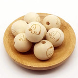 20mm Natural Wood Beads Smiling Face Heart Star Baby Teether