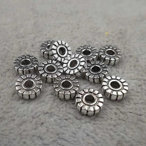 100pcs Tibetan Silver Wheel Spacer Beads 6x2mm Metal Sunflower Ornament Charms