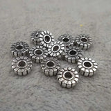 100pcs Tibetan Silver Wheel Spacer Beads 6x2mm Metal Sunflower Ornament Charms