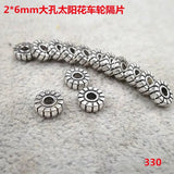 100pcs Tibetan Silver Wheel Spacer Beads 6x2mm Metal Sunflower Ornament Charms
