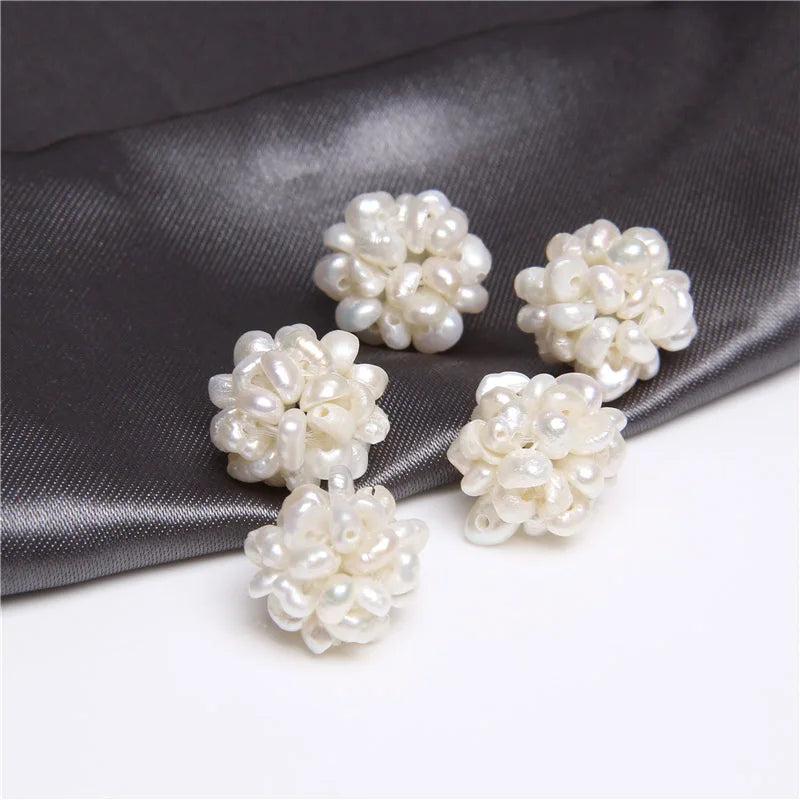 2pcs Freshwater Pearls Flower Ball Baroque Beads Charm For Jewelry Making
