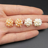 2pcs Freshwater Pearls Flower Ball Baroque Beads Charm For Jewelry Making