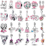 Silver Plata Enamel Cat Charm for Bracelet Necklace DIY Jewelry