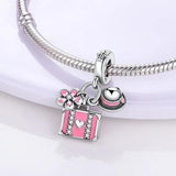 Silver Plata Enamel Cat Charm for Bracelet Necklace DIY Jewelry