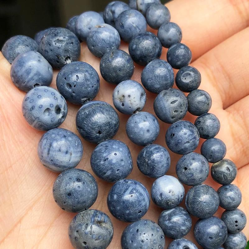 Coral Round Spacer Beads Natural Stone for DIY Jewelry Making 15'' 4-12mm