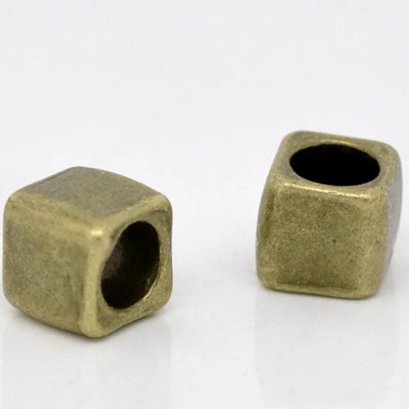 Vintage Metal Cube Spacer Beads Antique Bronze DIY Necklace Jewelry 6mm, 50PCs