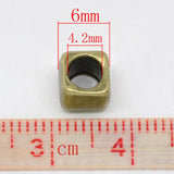 Vintage Metal Cube Spacer Beads Antique Bronze DIY Necklace Jewelry 6mm, 50PCs