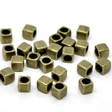 Vintage Metal Cube Spacer Beads Antique Bronze DIY Necklace Jewelry 6mm, 50PCs