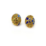 2Pcs Copper Alloy Cloisonne Flower Spacer Beads Charm For DIY Jewelry