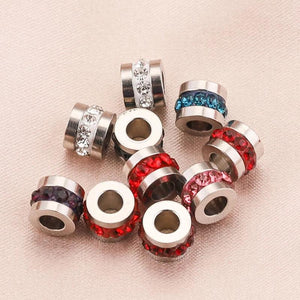 10pcs 6mm Hole 3mm Zircon Stainless Steel Spacer Beads for DIY Bracelet