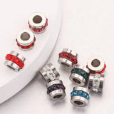 10pcs 6mm Hole 3mm Zircon Stainless Steel Spacer Beads for DIY Bracelet