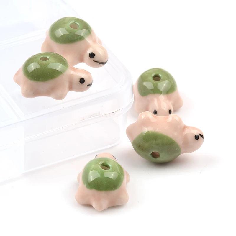 13x20mm Green Back Turtle Shape Ceramic Beads for DIY Jewelry Making