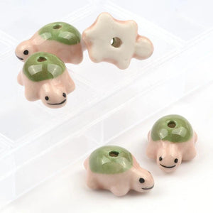 13x20mm Green Back Turtle Shape Ceramic Beads for DIY Jewelry Making
