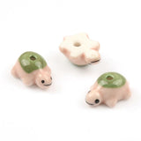 13x20mm Green Back Turtle Shape Ceramic Beads for DIY Jewelry Making
