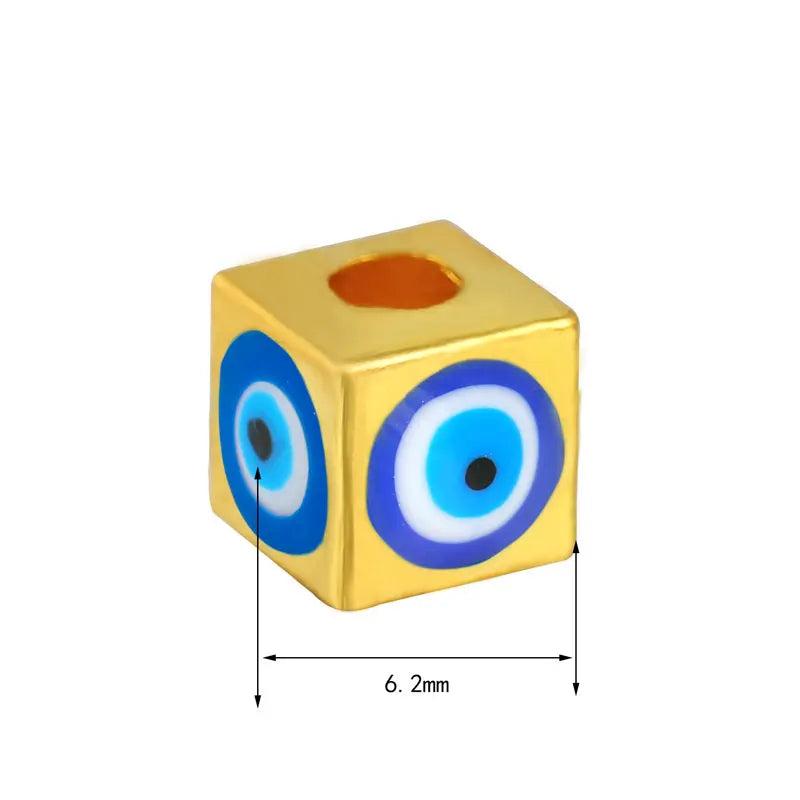30pcs Square Evil Eye Beads Metal Spacers DIY Bracelets