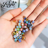 30pcs Square Evil Eye Beads Metal Spacers DIY Bracelets