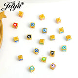 30pcs Square Evil Eye Beads Metal Spacers DIY Bracelets